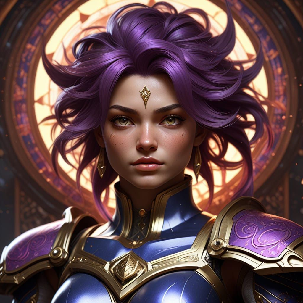 Ethereal Saiyan Warrior Princess in Opulent Armor