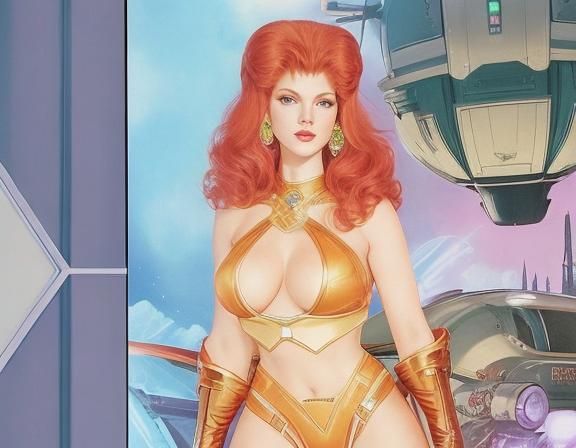 Retro Sci-Fi Princess in Art Deco Baroque Style