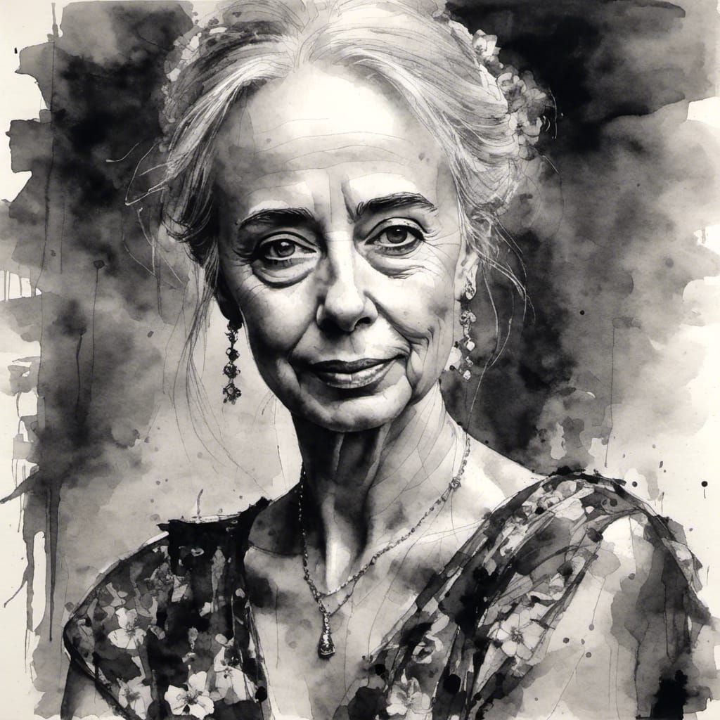 Radiant Architect: Charcoal Ink Portrait of Trans Woman