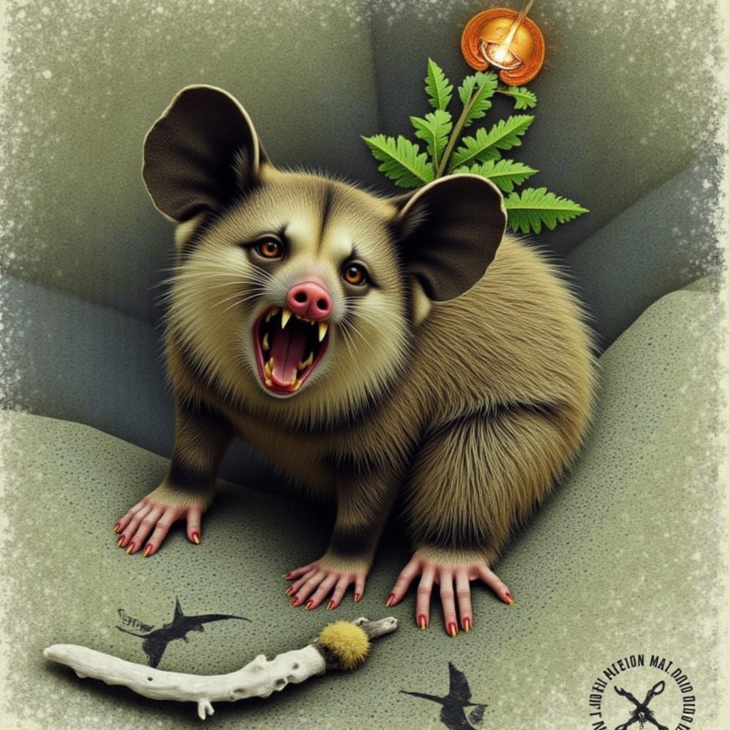 Spooky Halloween Opossum Character