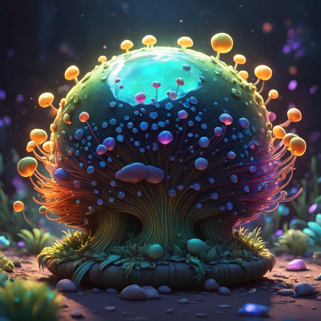 Luminescent Fungal Creature Concept Art in 3D