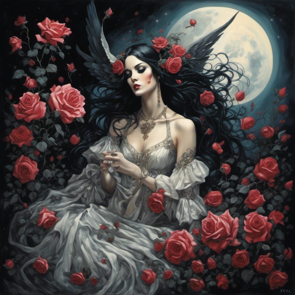 Moonlit Serenade with Roses in Broodiful Style