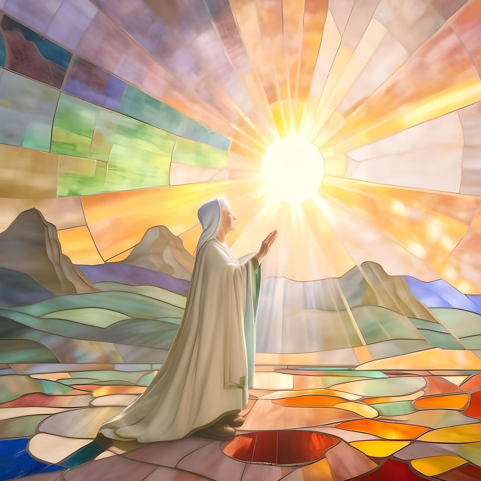 Luminous Woman in Fra Angelico Stained Glass