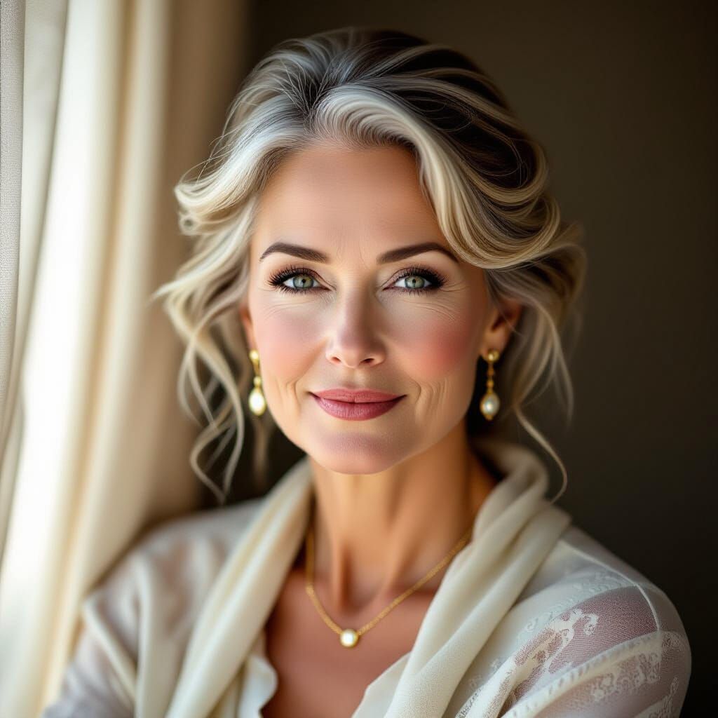 Fine Art Portrait of Mature Woman with Chiaroscuro Lighting