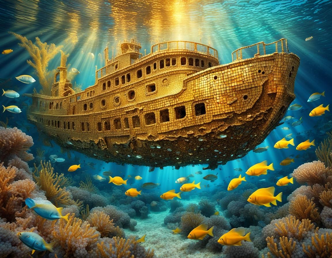 mosaic aesthetic of beautiful sealife