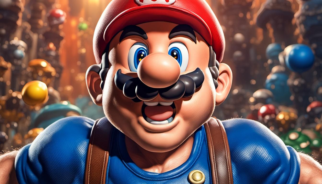 Hyperrealistic Mario Portrait with Dramatic Lighting