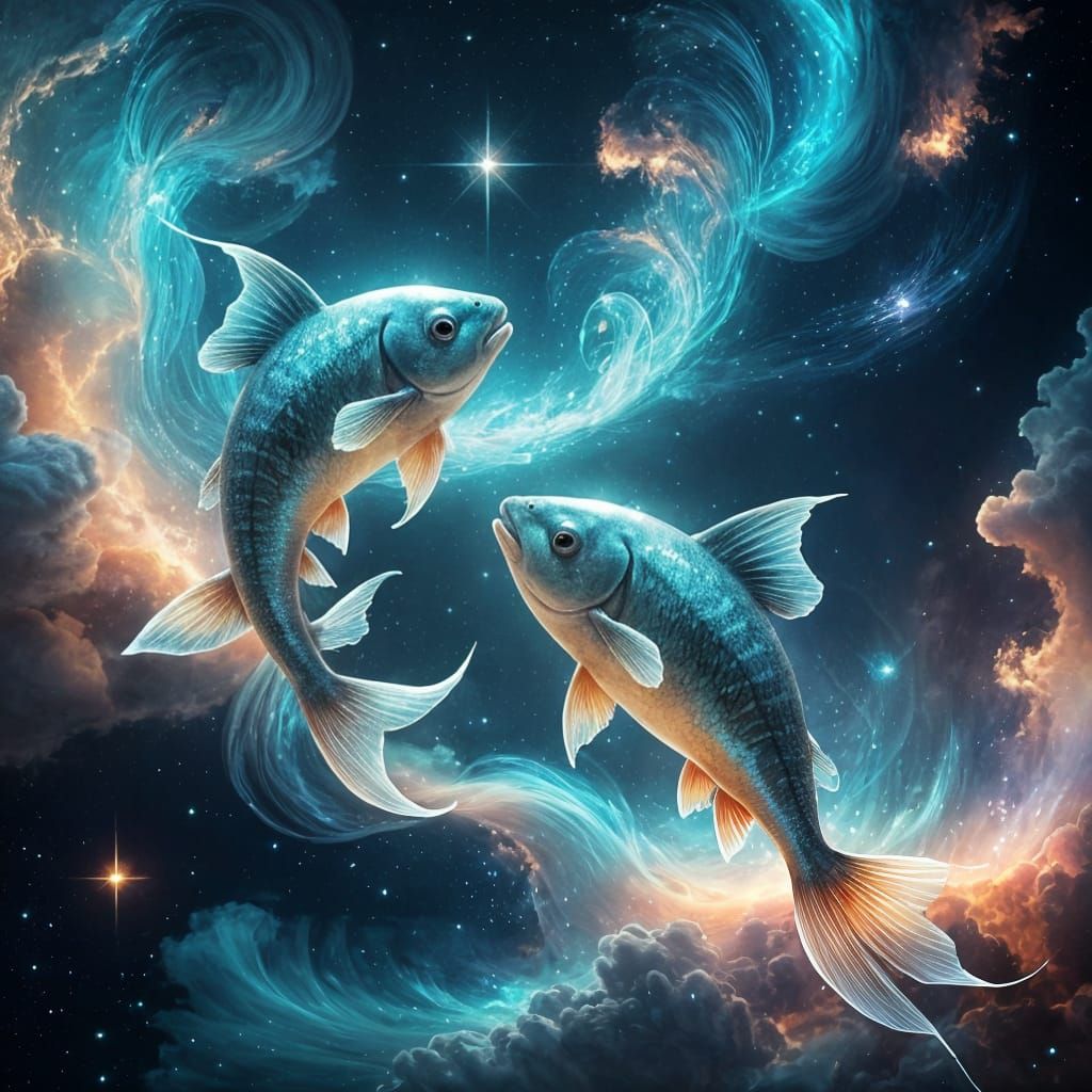 Cosmic Pisces Symbol in Deep Space