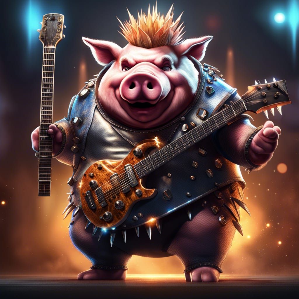 Heavy Metal Pig in Graffiti Street Art Style