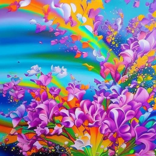 Colorful Rainbow Flowers in Graffiti Art Style