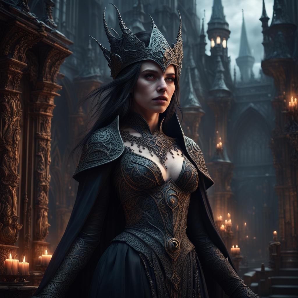 Gothic Sorceress in Dramatic Digital Painting