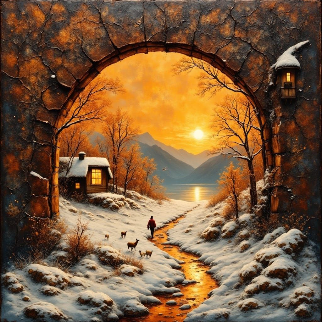 Sunset over the country