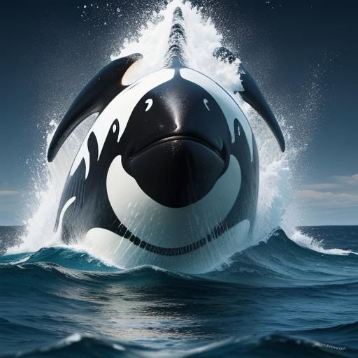 Hyperrealistic Orca Pod Swimming on Ocean Surface