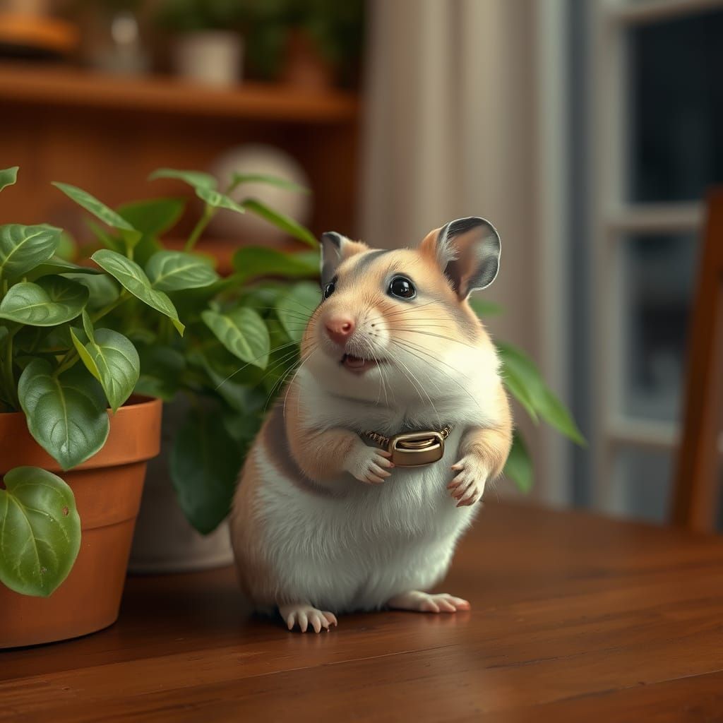 Lifelike Hamster Portrait in Cozy Room