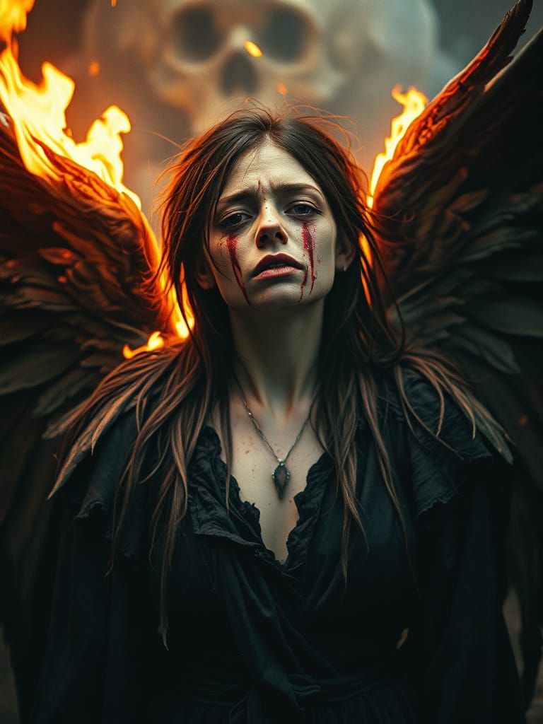 Fallen Angel in Torment: Cinematic Dark Fantasy