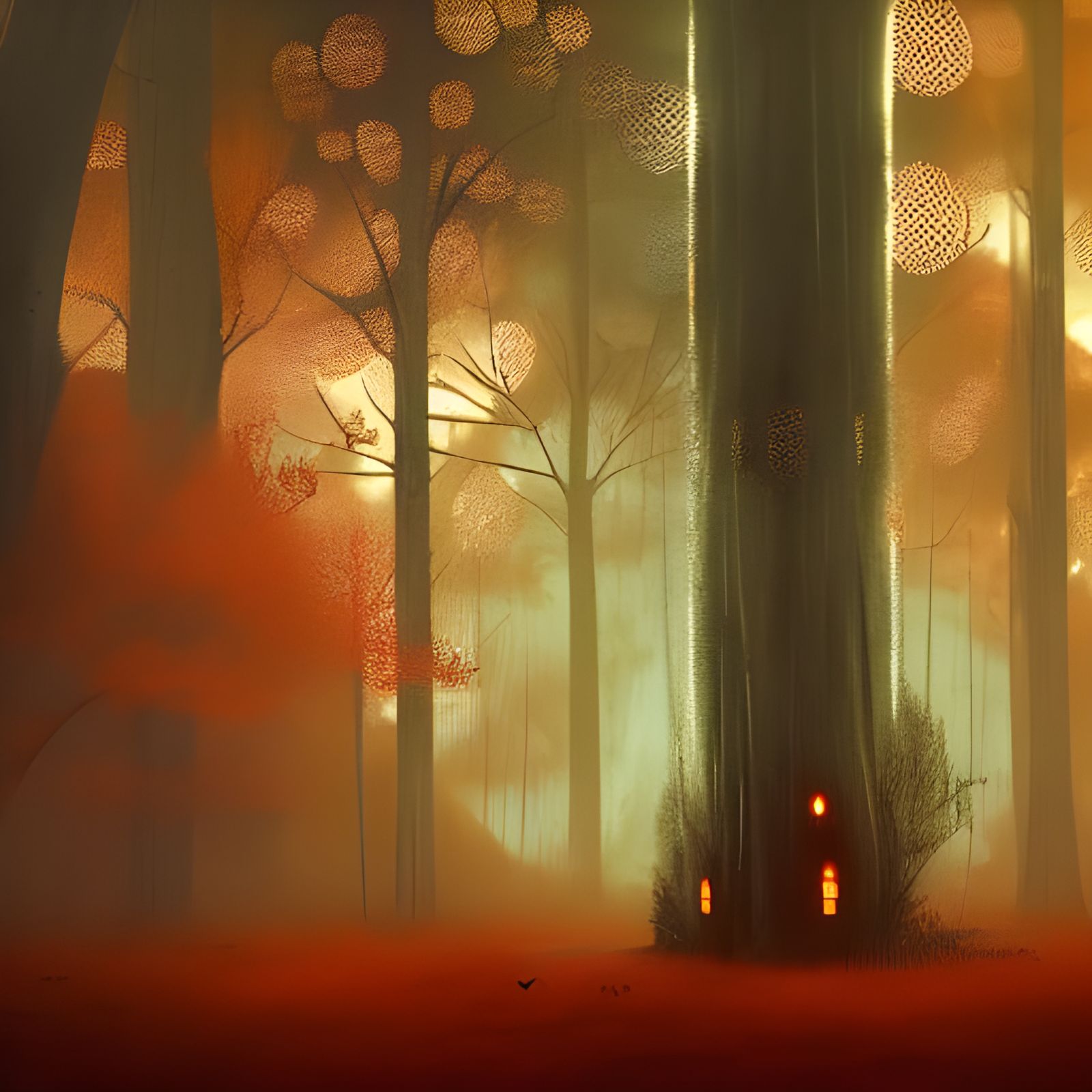 Halloween: Lonely Golden Forest Matte Painting