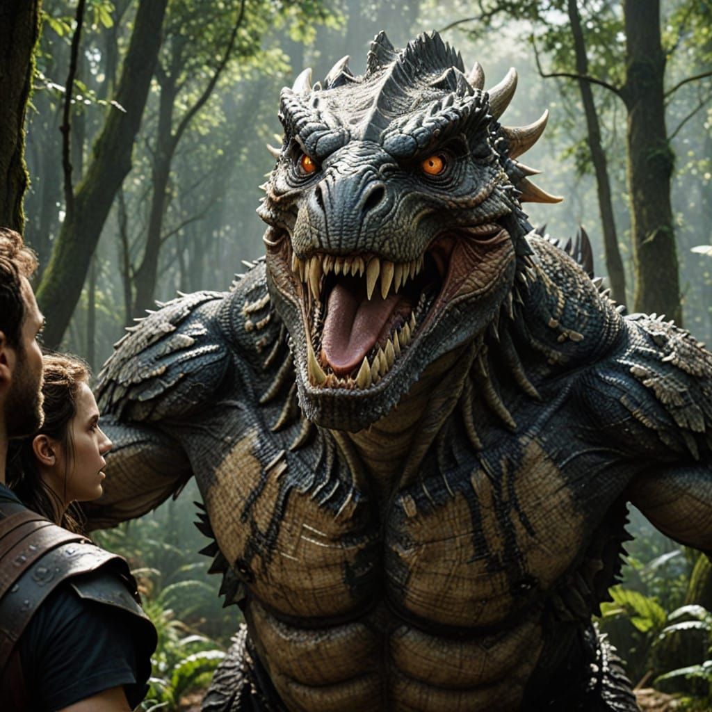 Gigante Golias Battles Three Brave Men in Epic Biblical Scen...