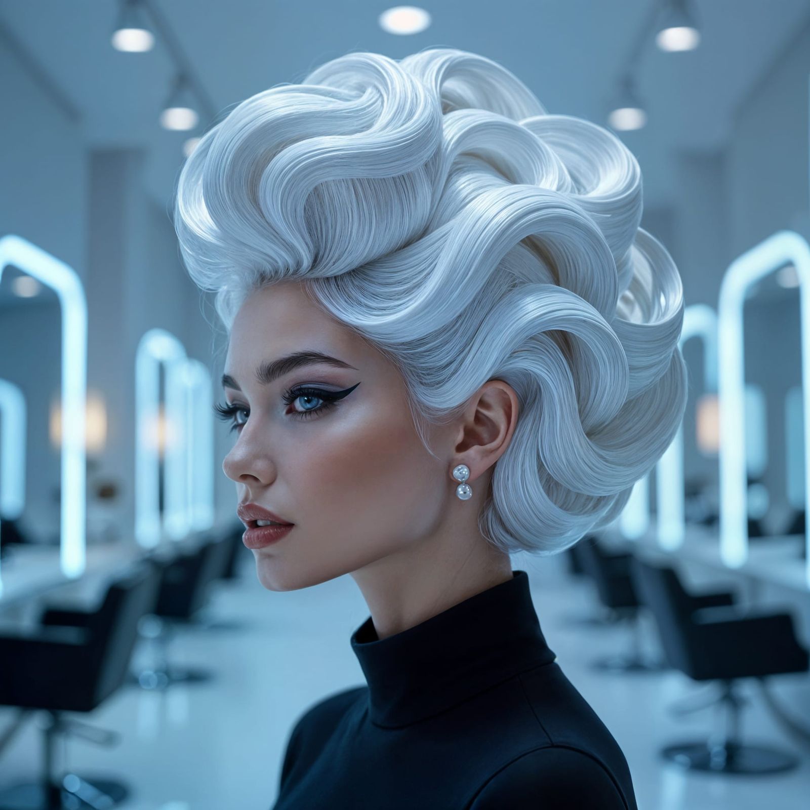 Sculptural White Hairstyle in High-Fashion Photoshoot