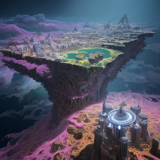 Surreal Polychromatic Landscape Inspired by Surrealist Maste...