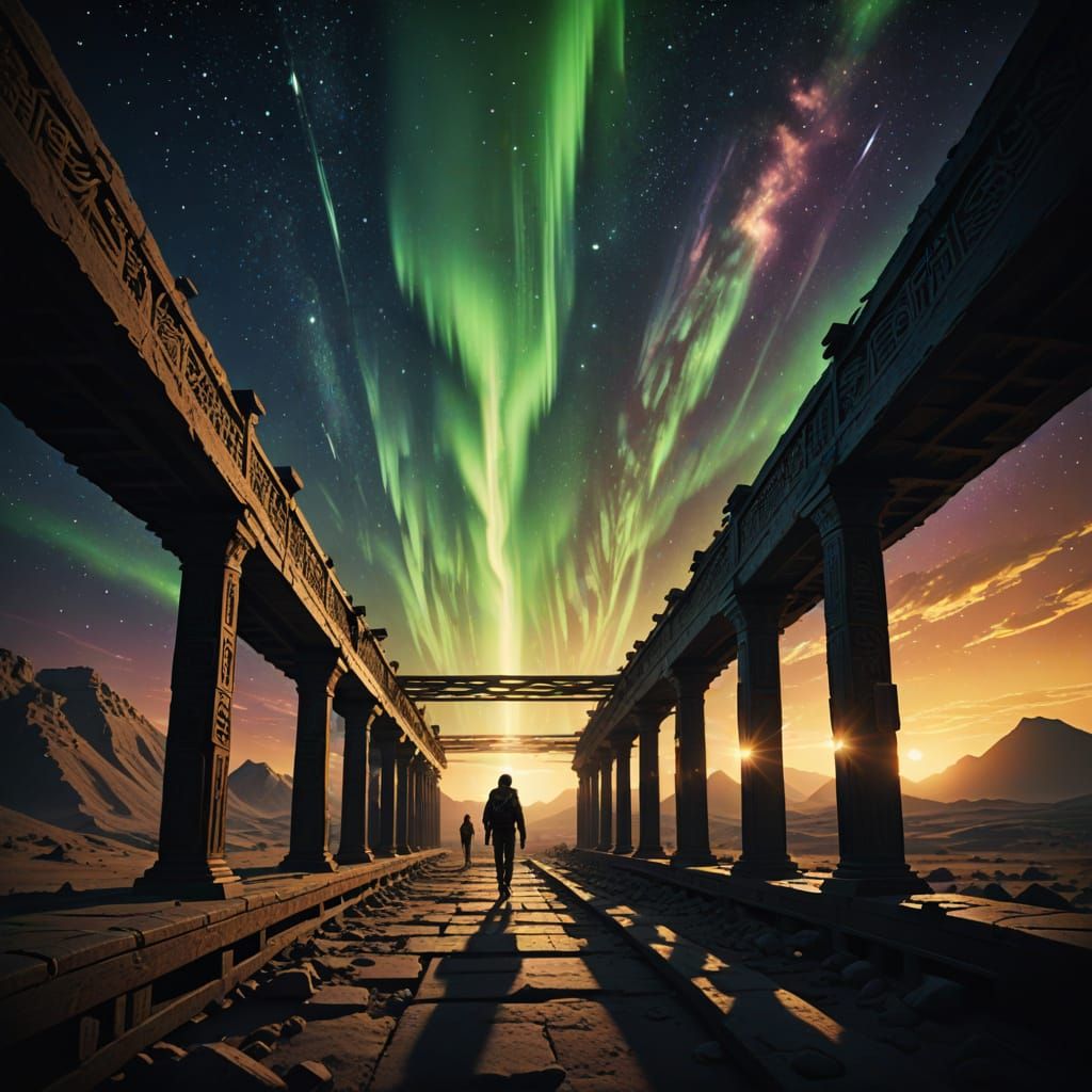 Cosmic Aurora Dream Above Twin Suns