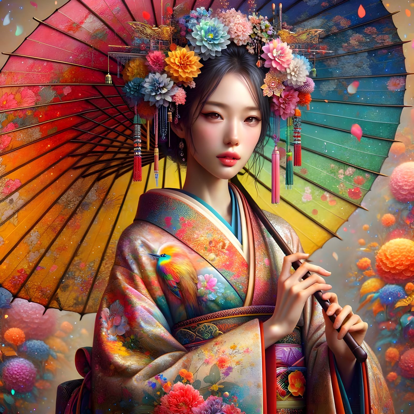 Japanese Woman in Kimono Fantasy Concept Art