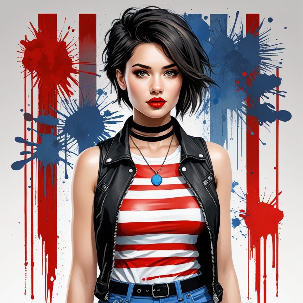 Woman in Ink Illustration Style Digital Art