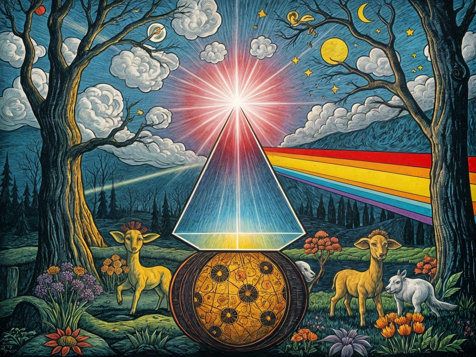 Prism Light Spectrum in Expressionist Style