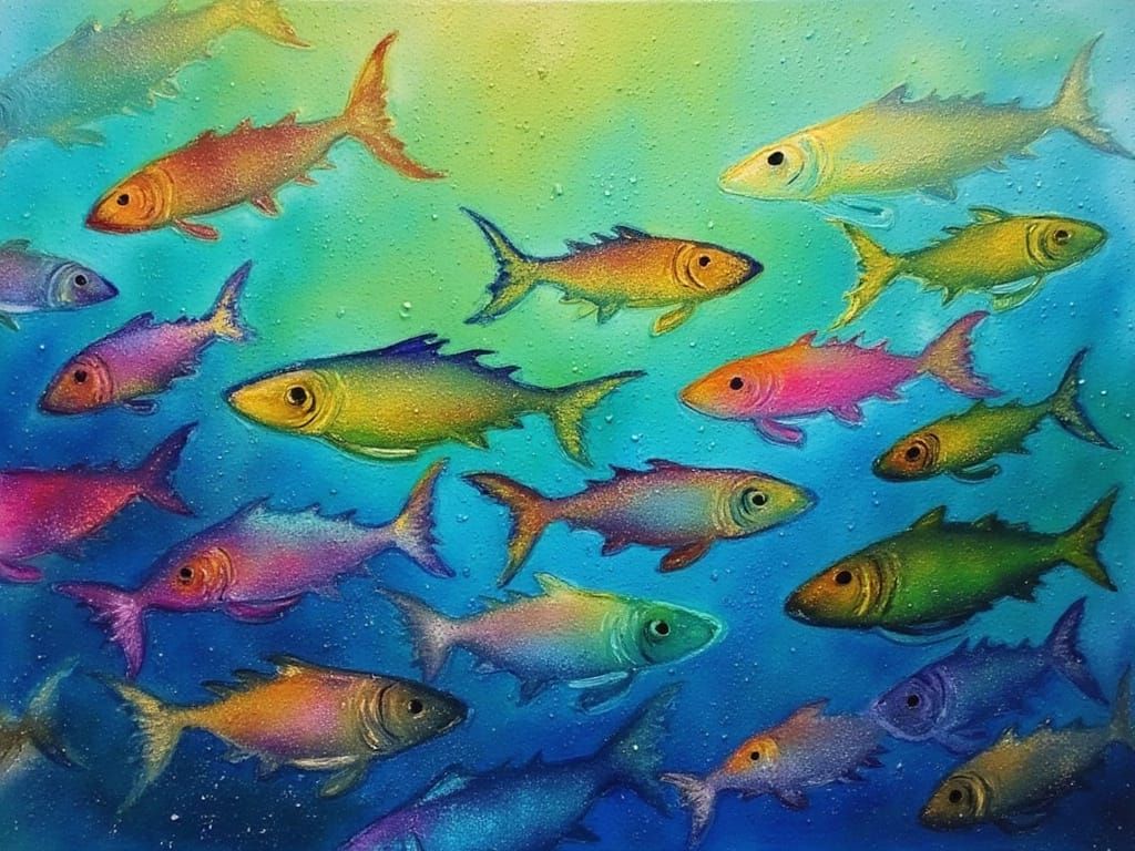 Vibrant Fish in Luminous Oceanscape