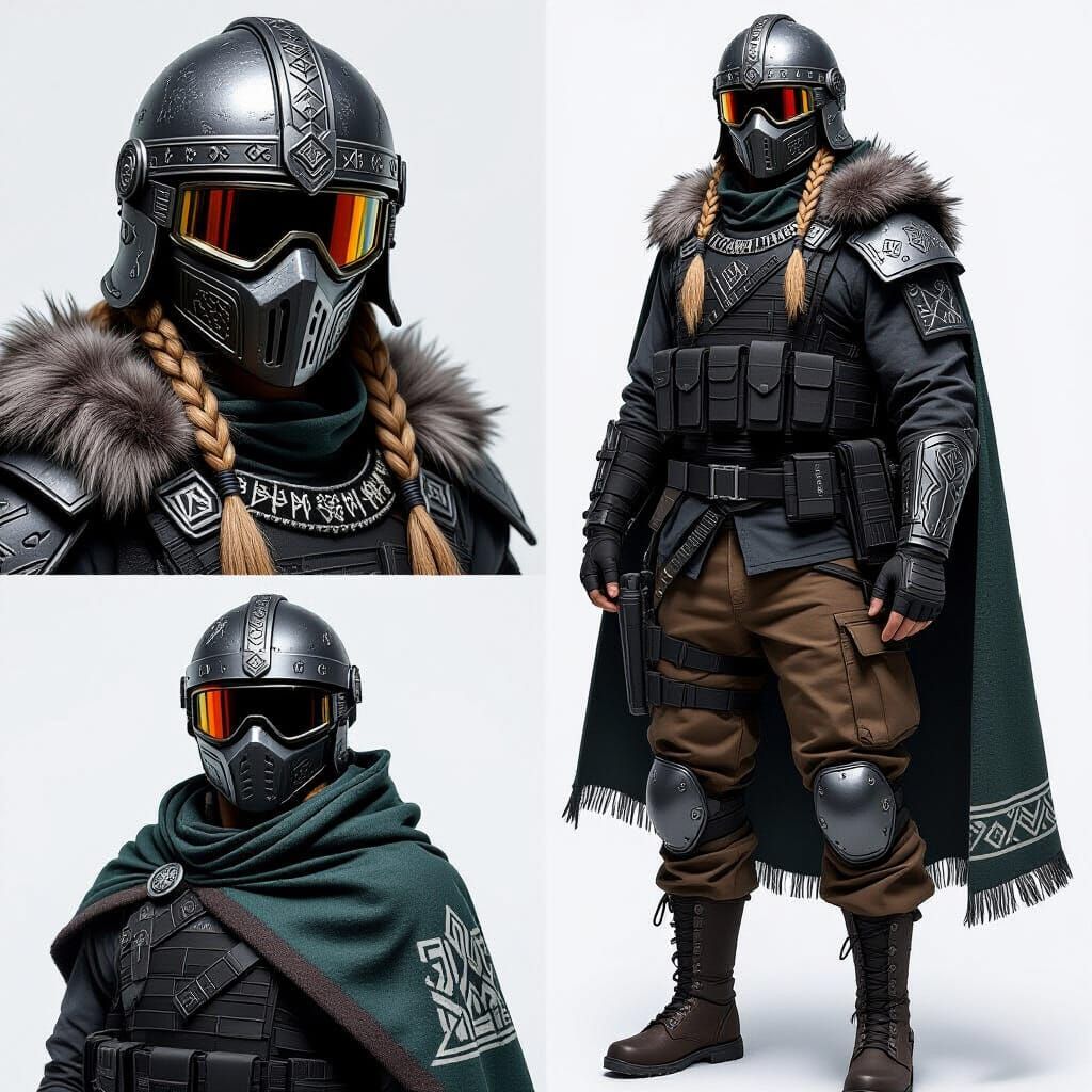 Viking-Inspired Airsoft Player in Tactical Uniform