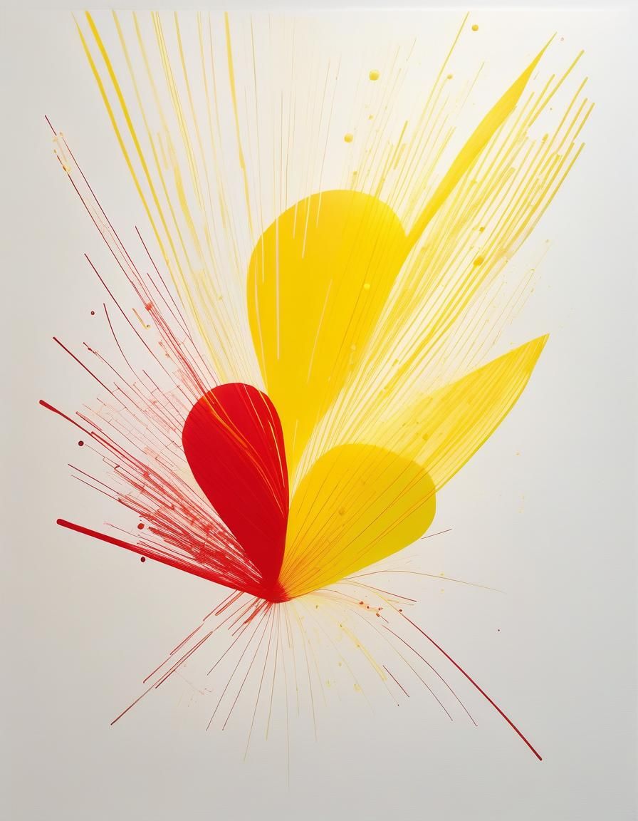 Ethereal Art in Sunny Yellow and Cherry Red