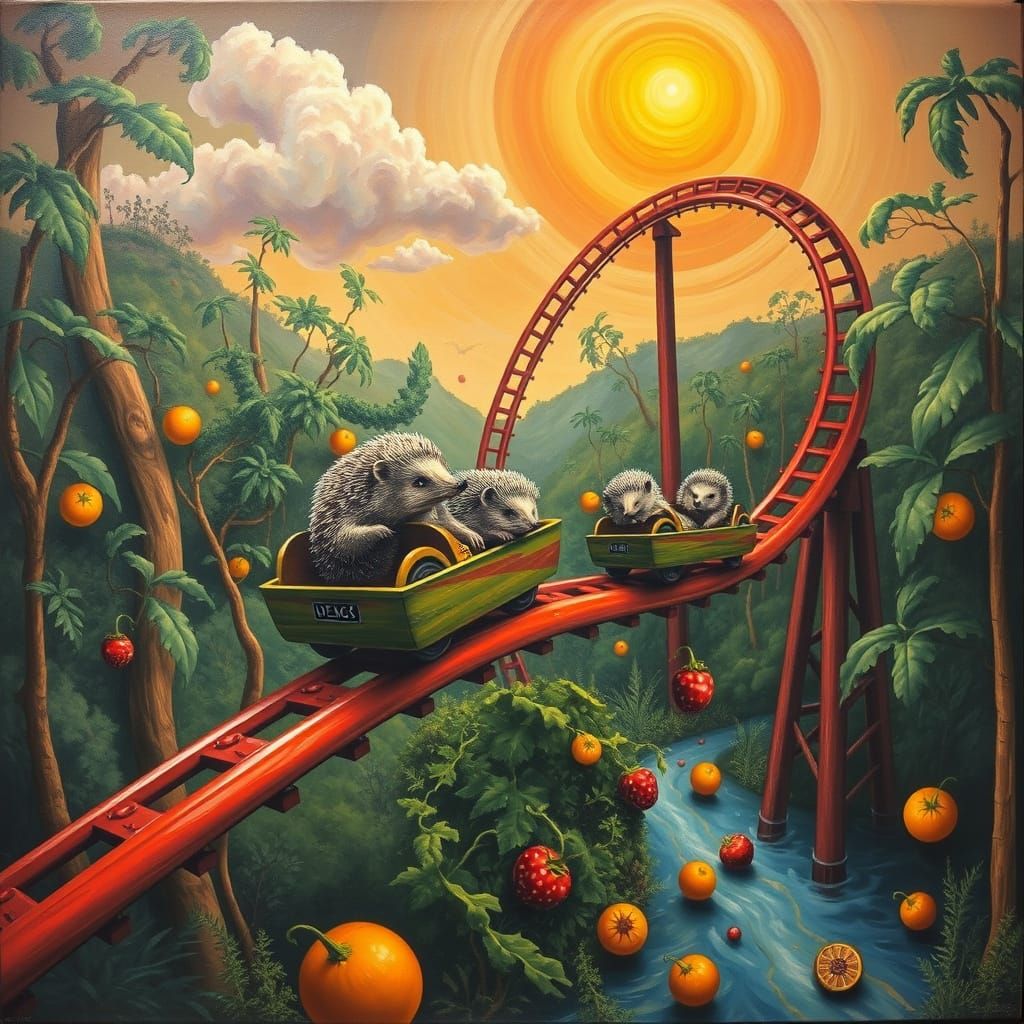Surreal Jungle Roller Coaster in Dali Style