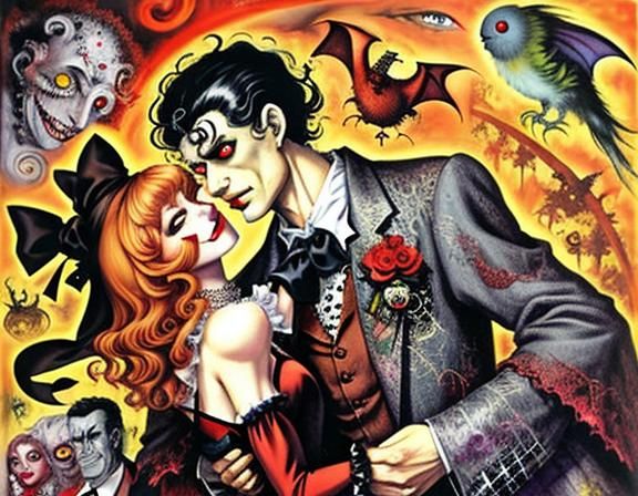 Vampires in Love: A Dark Fantasy Art Piece