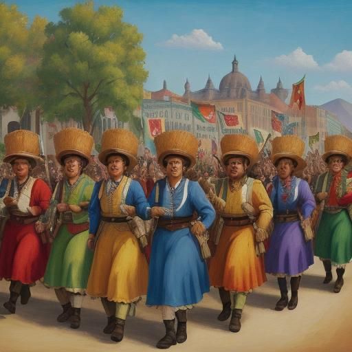 Oktoberfest Revolution in Mexican Muralism Style