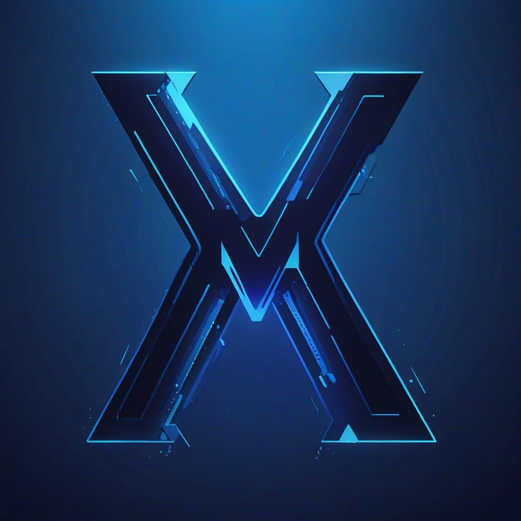 Electric Blue V on Neon Gradient Background