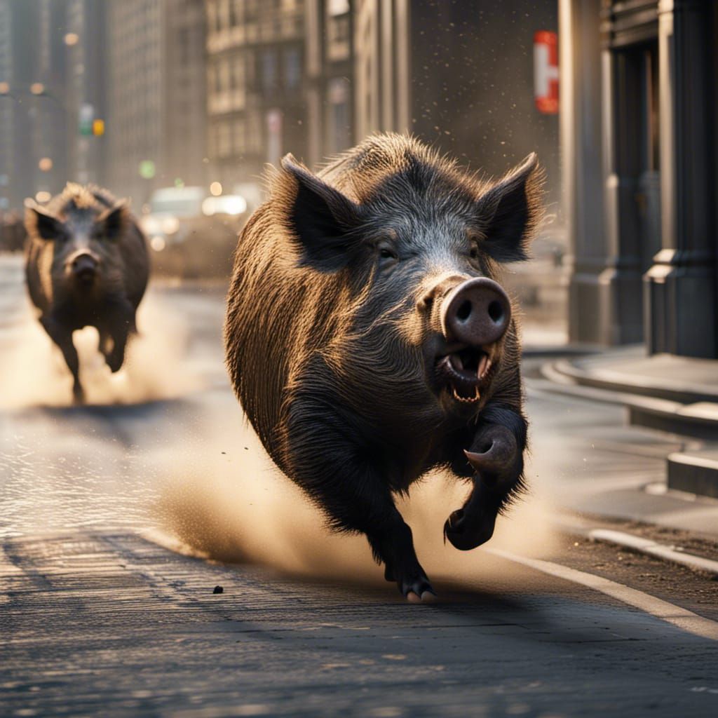 Wild Boars Run Through New York in 3ds Max