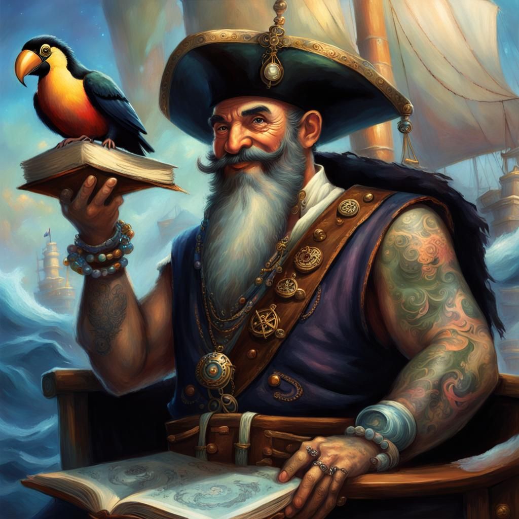 Dwarf Warlock with Toucan, Ethereal Fantasy Art