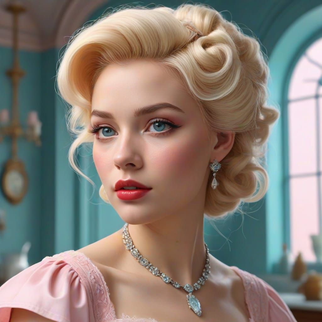 1950s Vampire Girl Portrait in Gothic Art Style