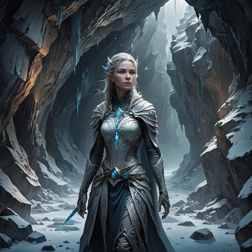Fantasy Woman in Cold Cavern Creation