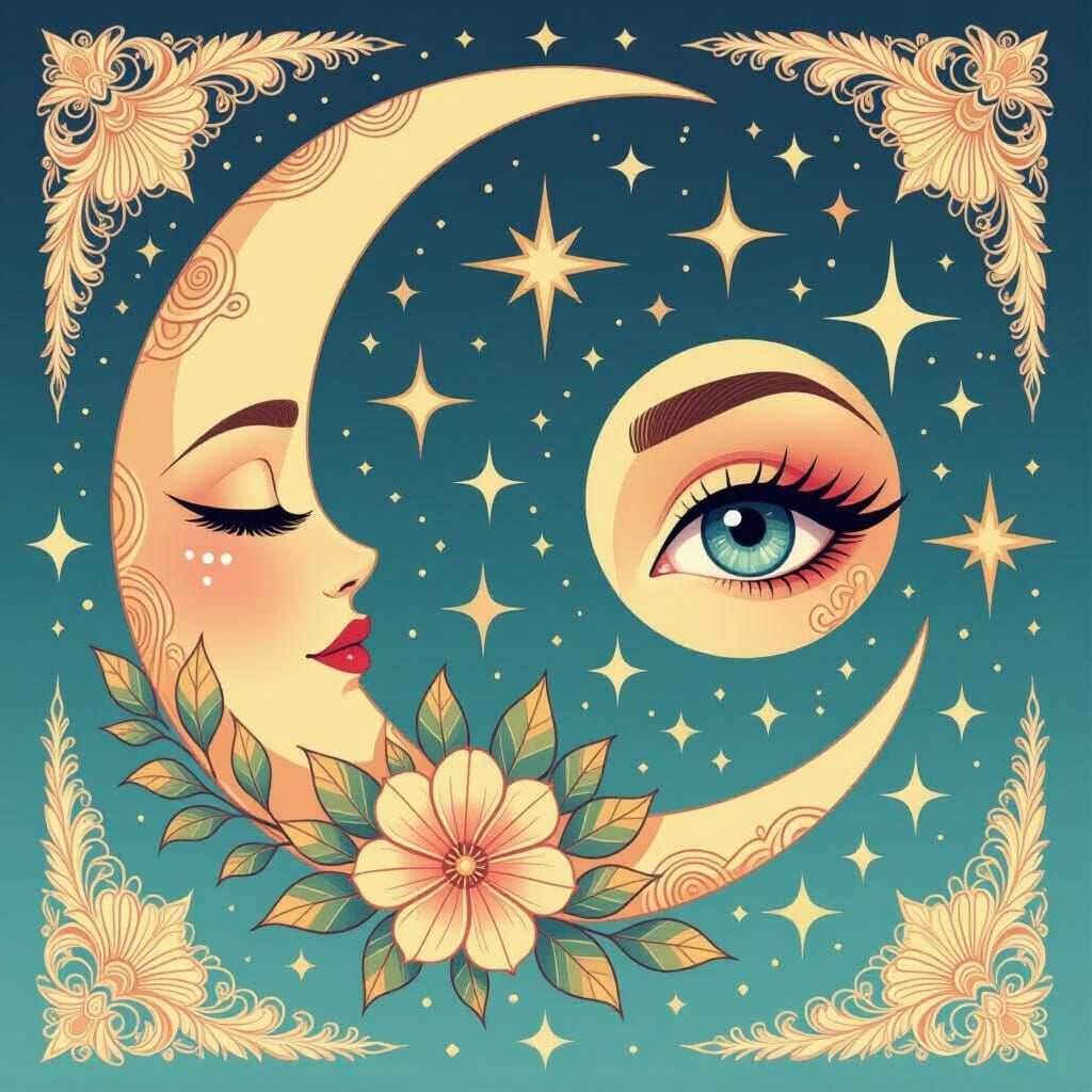 Mystical Tattoo Flash Sheet in Modern Tattoo Art Style