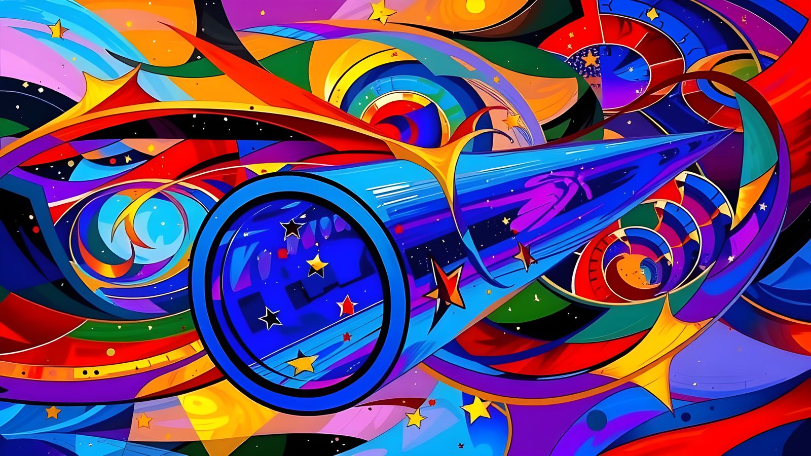 Reflective Cylinder Mirroring a Cosmic Dreamscape