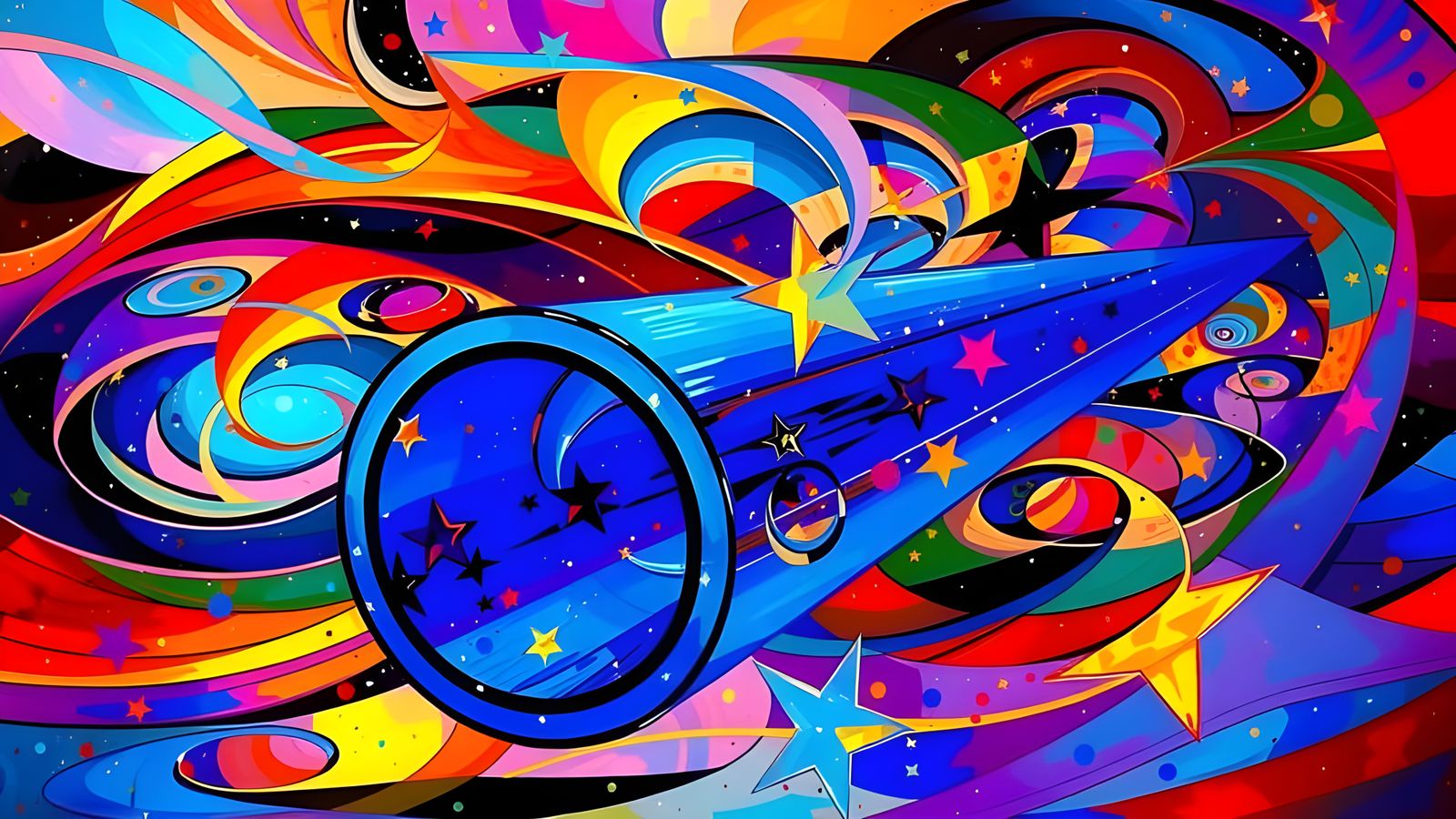 Reflective Cylinder in Cosmic Abstract Expressionism