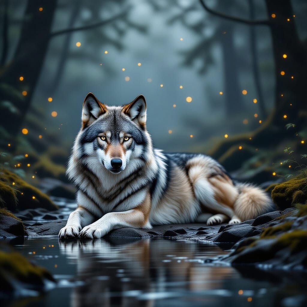 wolf rests in