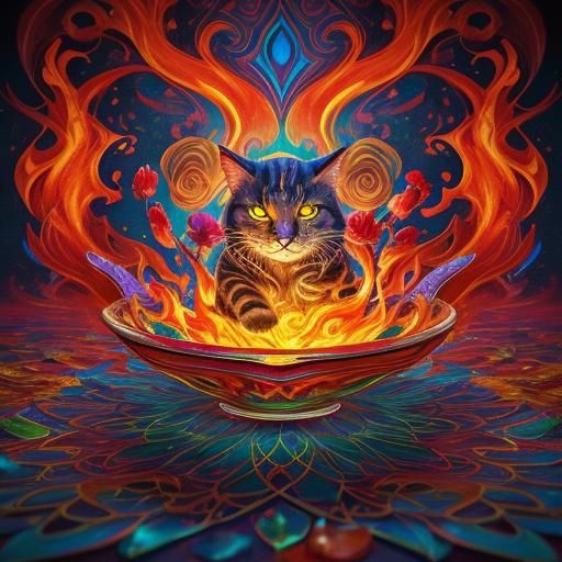 Hyperrealistic Spirit Cat in Ricardo Lopez Ortiz Style