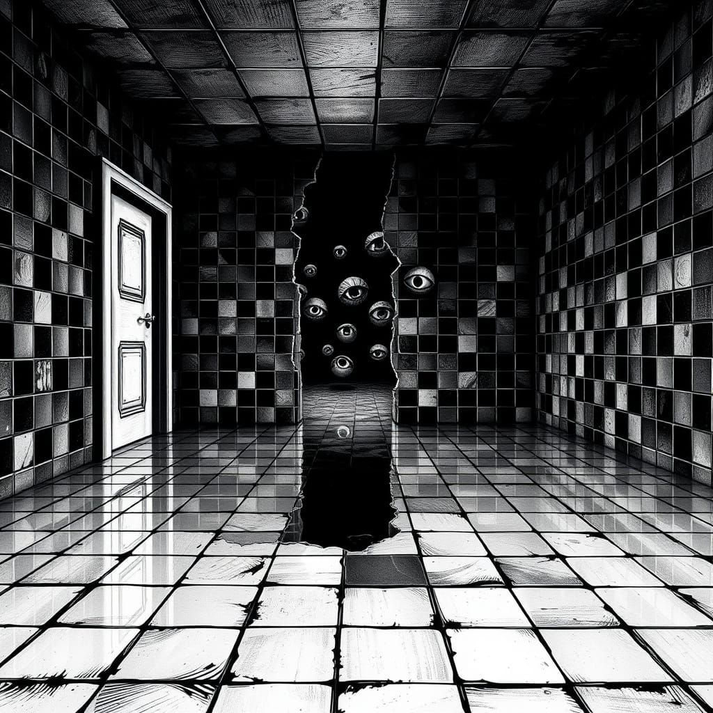 Surrealistic Dark Fantasy Liminal Space with Eyes in the Voi...