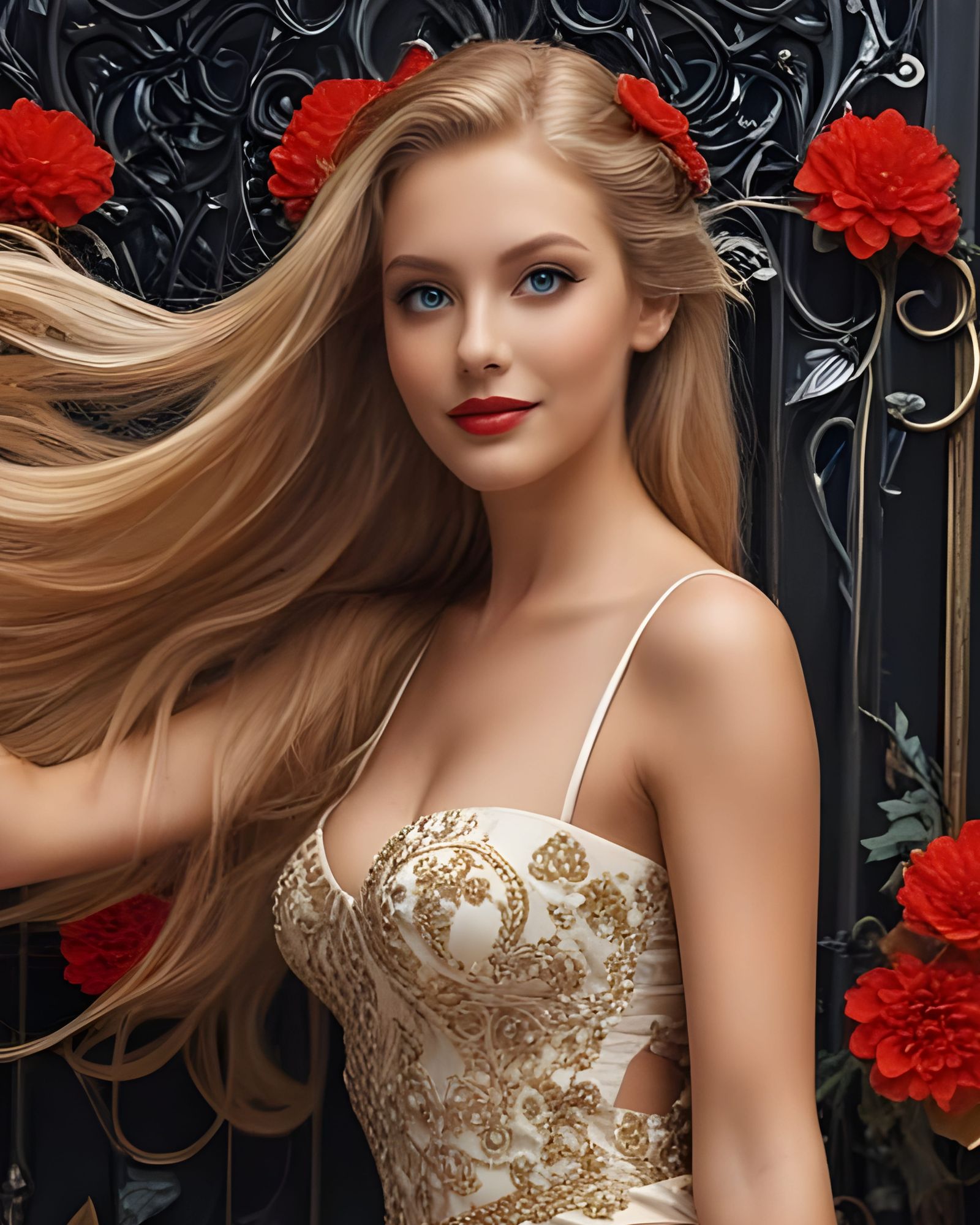 Glamorous Blonde Goddess with Radiant Smile