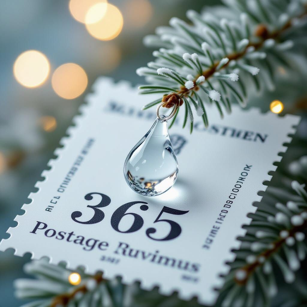 Christmas Icicle Postage Stamp Close-Up Portrait