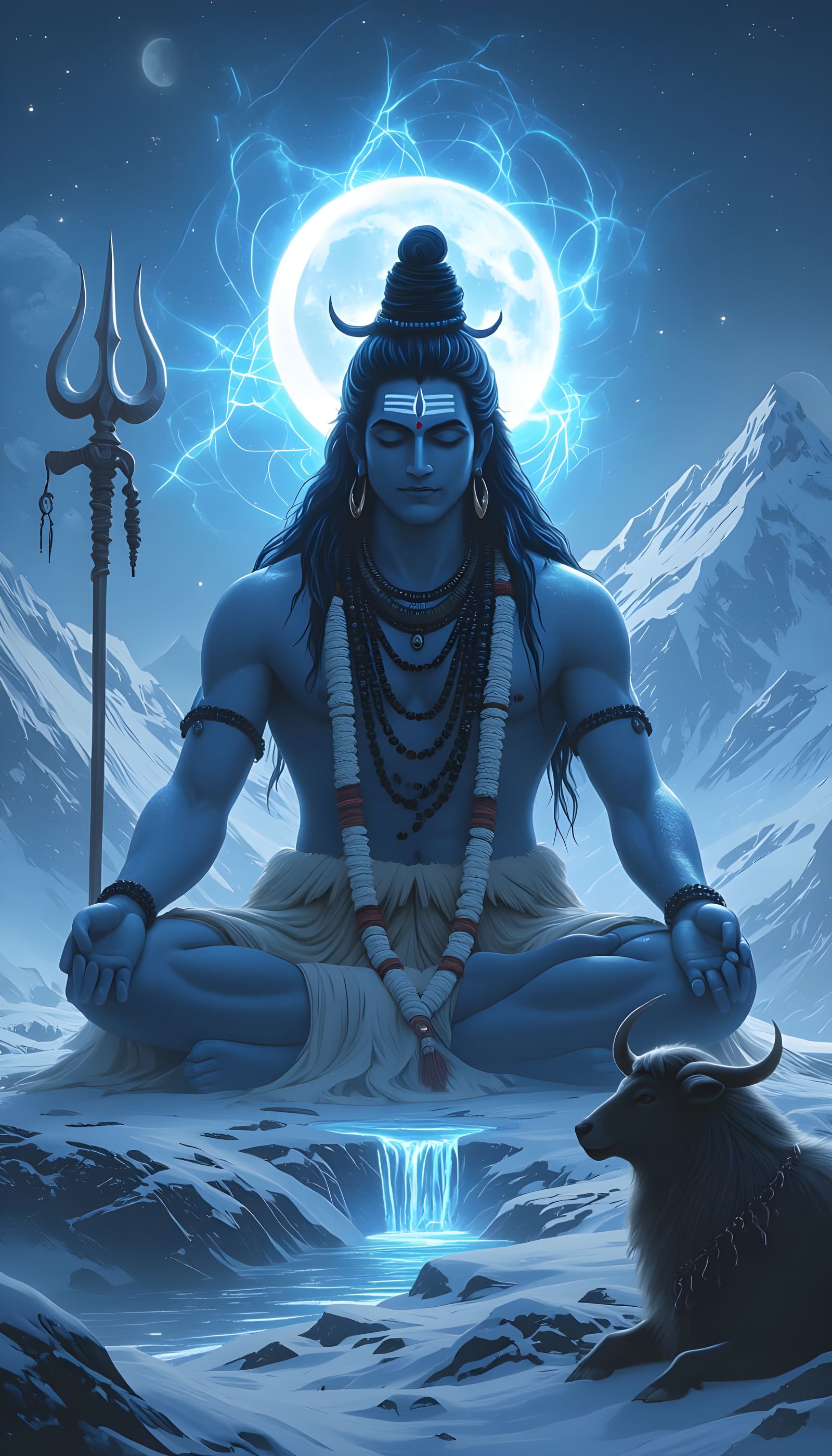 Lord Shiva Meditating on Mount Kailash