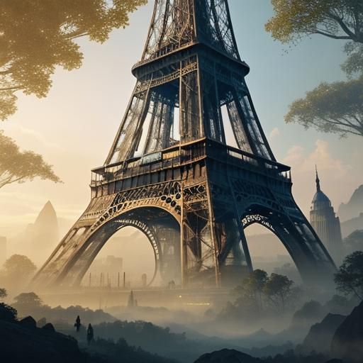 Eiffel Tower in Mystical World: Matte Painting