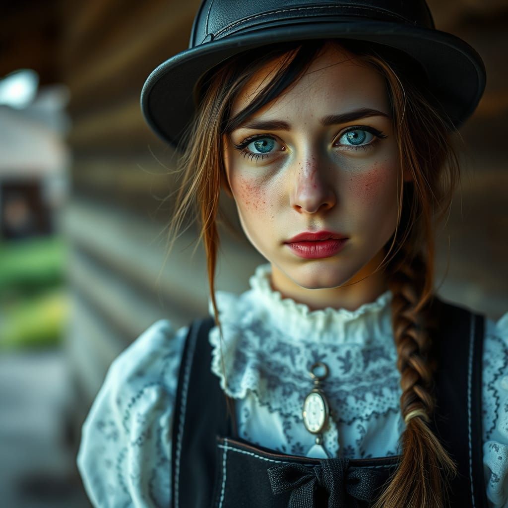 Bavarian Girl in Austrian Village: Analog Portrait