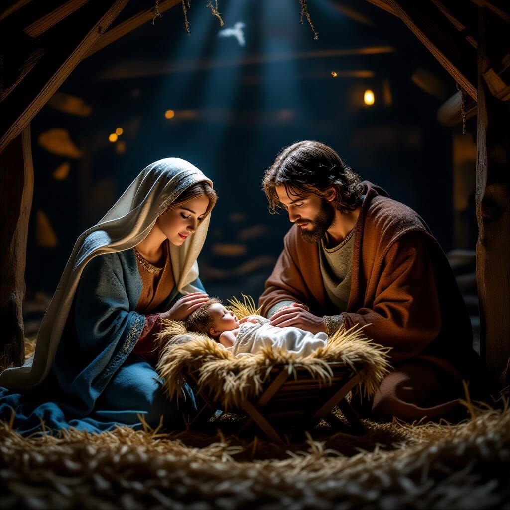 Epic Nativity Scene with Jesus in Manger