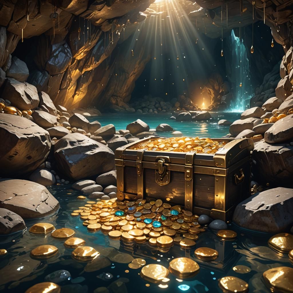 Hyperrealistic Treasure Cave Concept Art